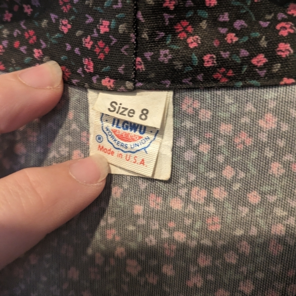 Vintage 80s Floral Midi Dress ILGWU Union Made USA Boho Cottagecore Size 8 - Picture 3 of 9